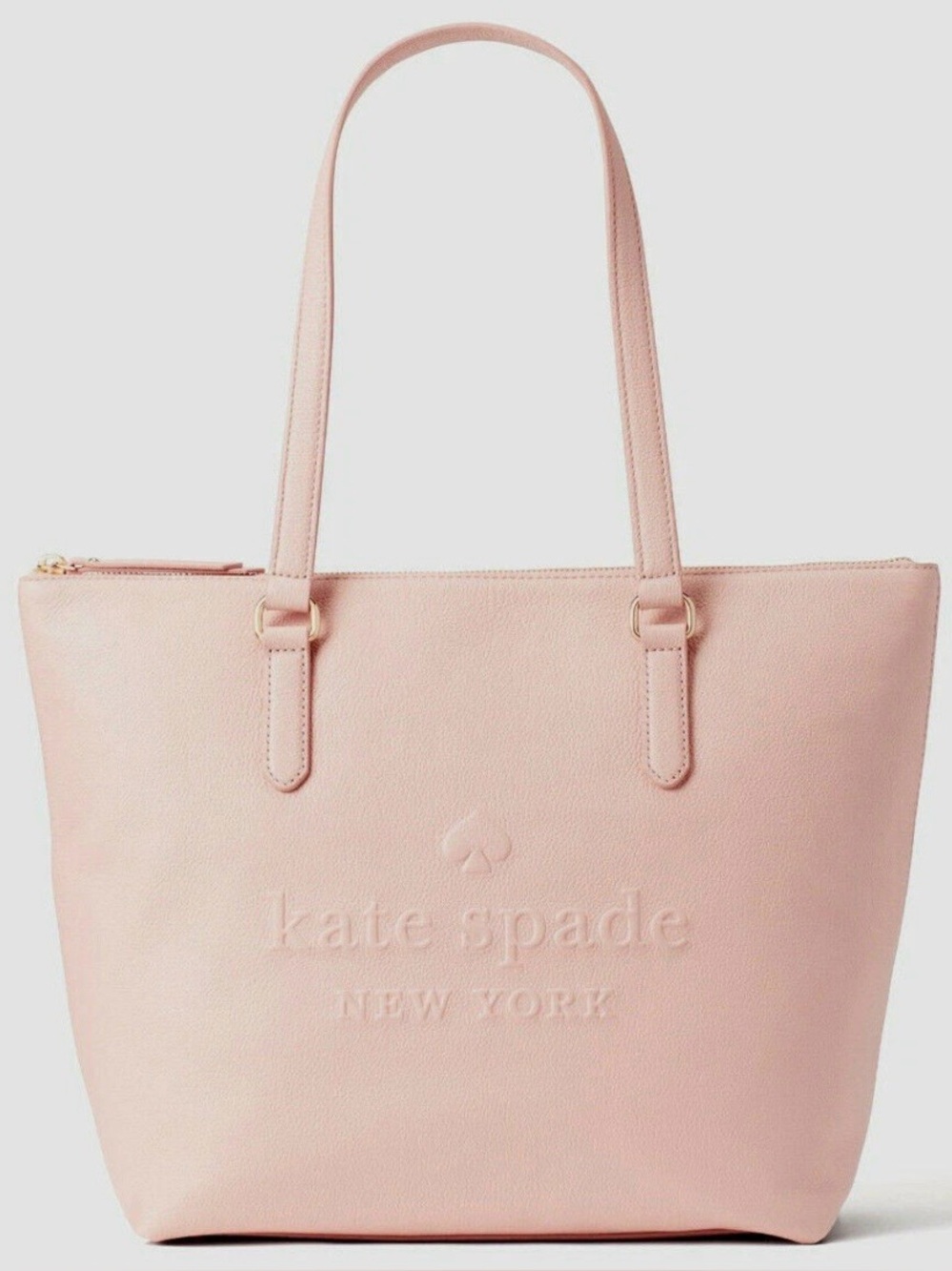 Kate Spade Larchmont Ave Logo Penny Pink Leather Large Tote
